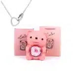 Eternal Rose Teddy Bear Gifts Box with Necklace Rotate Rose Jewelry Box Valentine Wedding Storage Gift Case for Women Girlfriend - Image 17