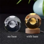6cm 3D Crystal Ball Glass Planet LED Warm Night Light Laser Engraved Solar System Globe Universe Birthday Gift Wooden Base - Image 12