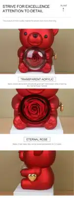 Preserved Rose Mini Teddy Bear Box Romantic Anniversary Present Eternal Rose Gift Box Wedding birthday Gift for Girlfriend Mom - Image 20