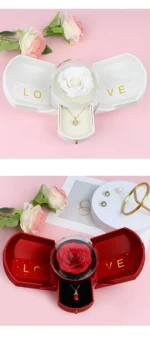 Surprise Flower Jewelry Box - Mysterious Unboxing with Rose Gold Dried Flowers & Hidden Love Drawer - Luxury Birthday Gift for H - Image 13