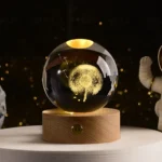 6cm 3D Crystal Ball Glass Planet LED Warm Night Light Laser Engraved Solar System Globe Universe Birthday Gift Wooden Base - Image 26