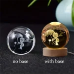 6cm 3D Crystal Ball Glass Planet LED Warm Night Light Laser Engraved Solar System Globe Universe Birthday Gift Wooden Base - Image 7