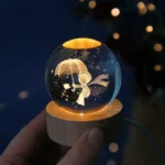 6cm 3D Crystal Ball Glass Planet LED Warm Night Light Laser Engraved Solar System Globe Universe Birthday Gift Wooden Base - Image 28