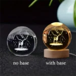 6cm 3D Crystal Ball Glass Planet LED Warm Night Light Laser Engraved Solar System Globe Universe Birthday Gift Wooden Base - Image 10
