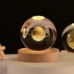 6cm 3D Crystal Ball Glass Planet LED Warm Night Light Laser Engraved Solar System Globe Universe Birthday Gift Wooden Base - Image 24