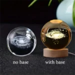 6cm 3D Crystal Ball Glass Planet LED Warm Night Light Laser Engraved Solar System Globe Universe Birthday Gift Wooden Base - Image 17