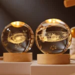 6cm 3D Crystal Ball Glass Planet LED Warm Night Light Laser Engraved Solar System Globe Universe Birthday Gift Wooden Base - Image 20