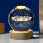 6cm 3D Crystal Ball Glass Planet LED Warm Night Light Laser Engraved Solar System Globe Universe Birthday Gift Wooden Base - Image 29