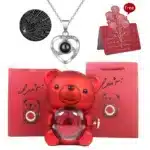 Preserved Rose Mini Teddy Bear Box Romantic Anniversary Present Eternal Rose Gift Box Wedding birthday Gift for Girlfriend Mom