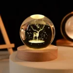 6cm 3D Crystal Ball Glass Planet LED Warm Night Light Laser Engraved Solar System Globe Universe Birthday Gift Wooden Base - Image 25