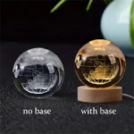 6cm 3D Crystal Ball Glass Planet LED Warm Night Light Laser Engraved Solar System Globe Universe Birthday Gift Wooden Base - Image 9