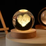 6cm 3D Crystal Ball Glass Planet LED Warm Night Light Laser Engraved Solar System Globe Universe Birthday Gift Wooden Base - Image 21