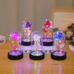Valentines Day Gift for Girlfriend Eternal Rose LED Light Foil Flower In Glass Cover Mothers Day Wedding Favors Bridesmaid Gift